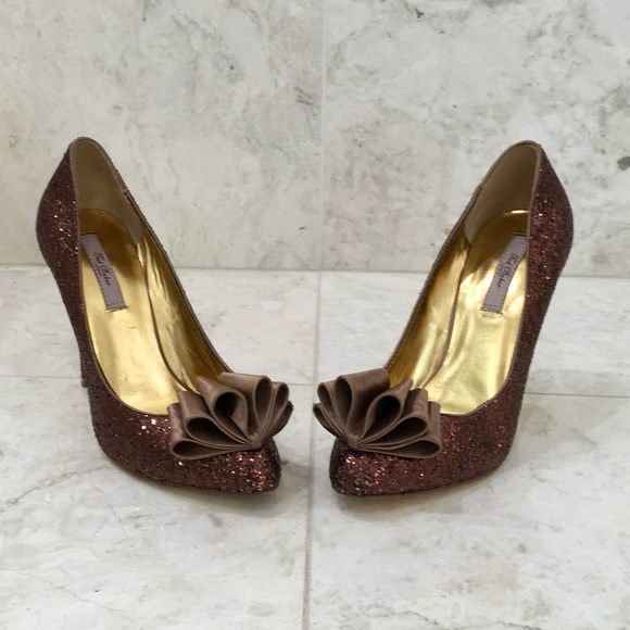TED BAKER {7} Pumps Copper Sparkly Glitter Bow - Picture 6 of 13